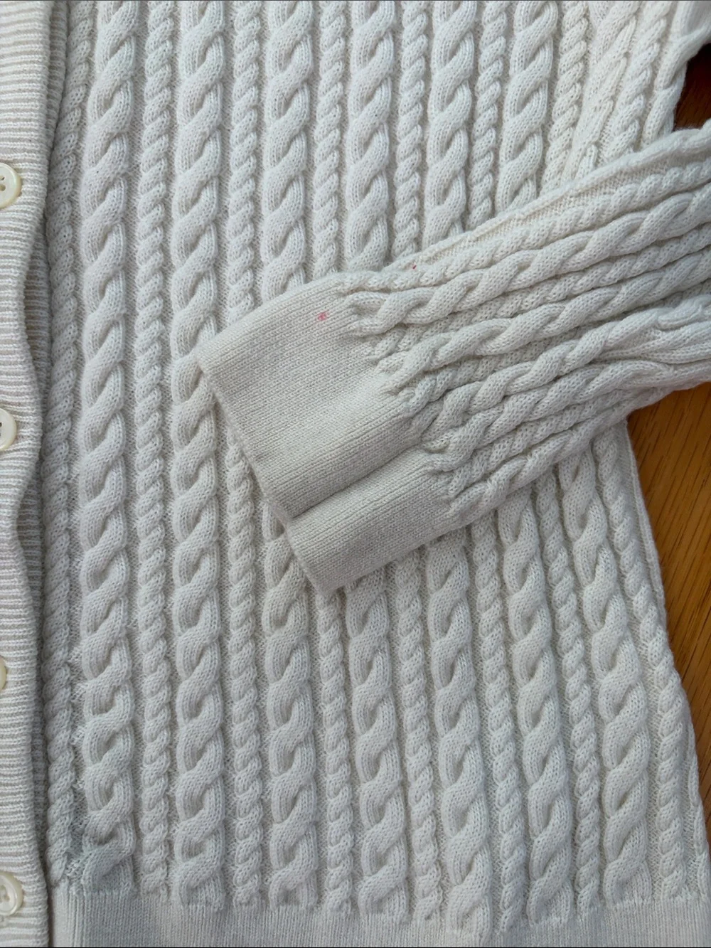 J.Crew cableknit crewneck cardigan in Merino wool cream size large